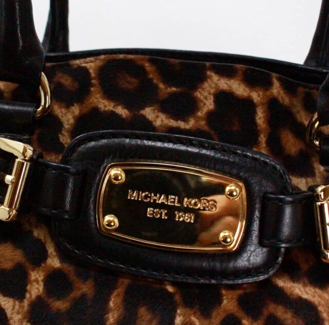 MICHAEL KORS 40299 Hamilton Leopard Leather Handbag 7
