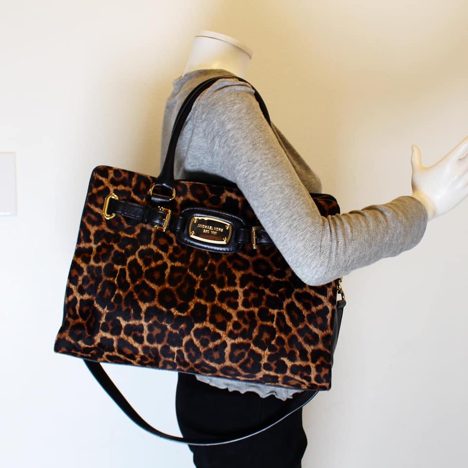 MICHAEL KORS 40299 Hamilton Leopard Leather Handbag 9