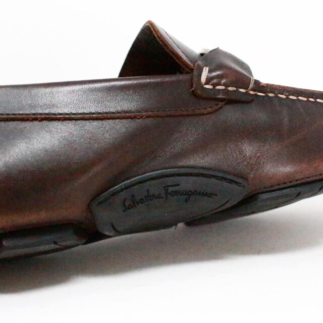 SALVATORE FERRAGAMO 40280 Brown Gancio Leather Loafers US 8 EU 38 7
