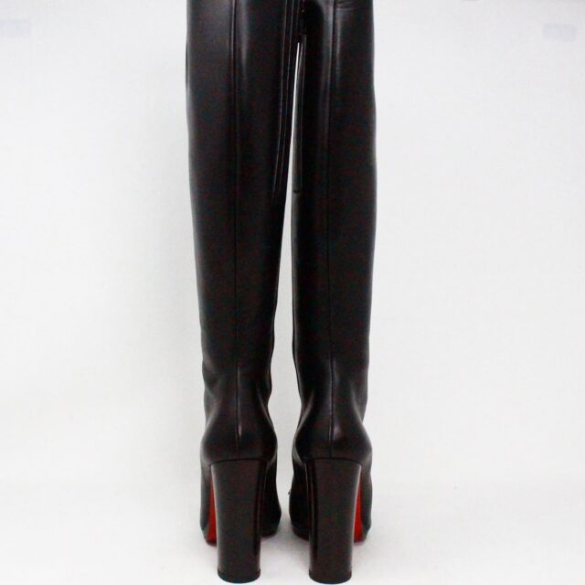CHRISTIAN LOUBOUTIN Black Leather High Boots US 7 EU 37 item 40945 3