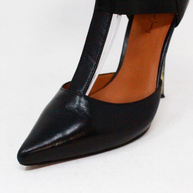 ELIZABETH JAMES Black Leather T Strap Heels US 7.5 EU 37.5 item 40824 5