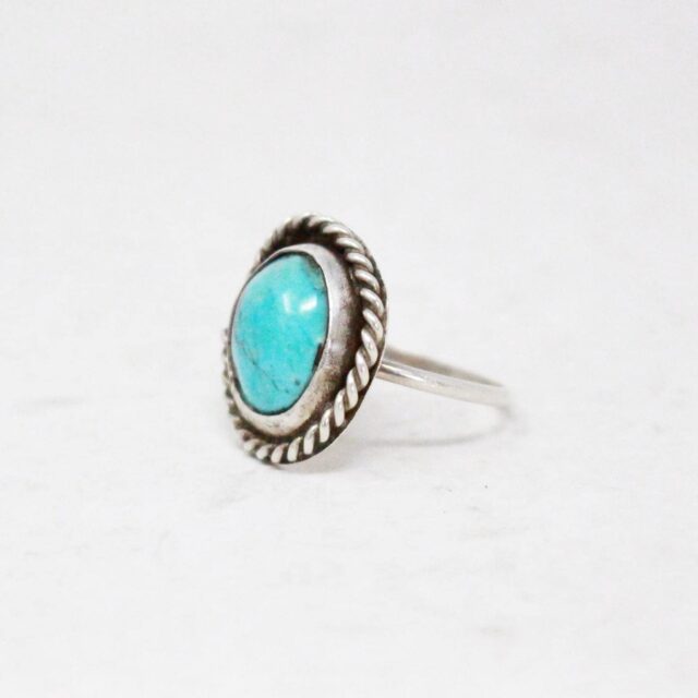 JEWELERS Sterling Silver Turquoise Stone Ring Size 7 item 40999 5