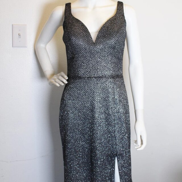 BICICI COTY 41364 Grey Glitter Plunge Formal Dress Size S 1 1