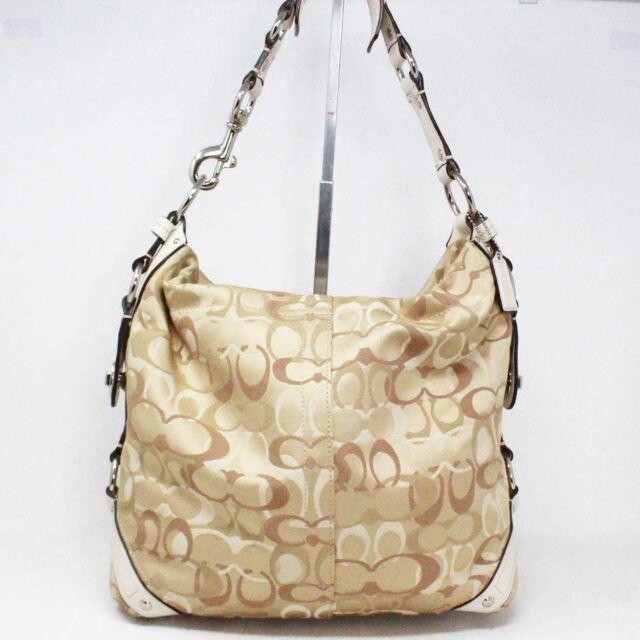 COACH Beige Canvas and Leather Carly Hobo Bag item 41076 a