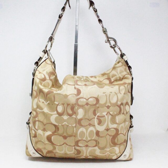 COACH Beige Canvas and Leather Carly Hobo Bag item 41076 b