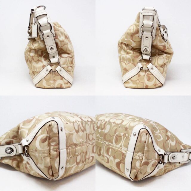 COACH Beige Canvas and Leather Carly Hobo Bag item 41076 c