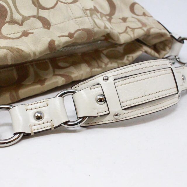 COACH Beige Canvas and Leather Carly Hobo Bag item 41076 g