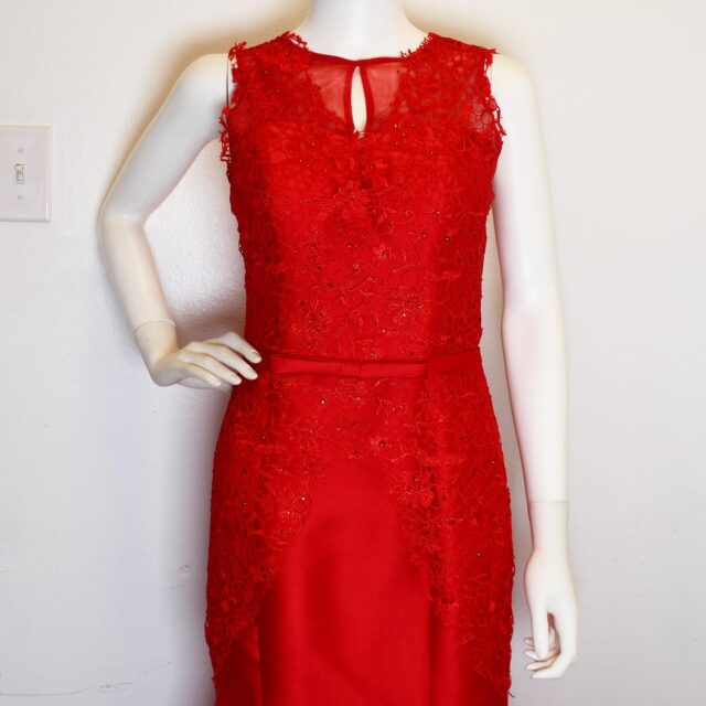 FASHION CLOTHING 41523 Red Lace Sleeveless Formal Dress Size 4 1