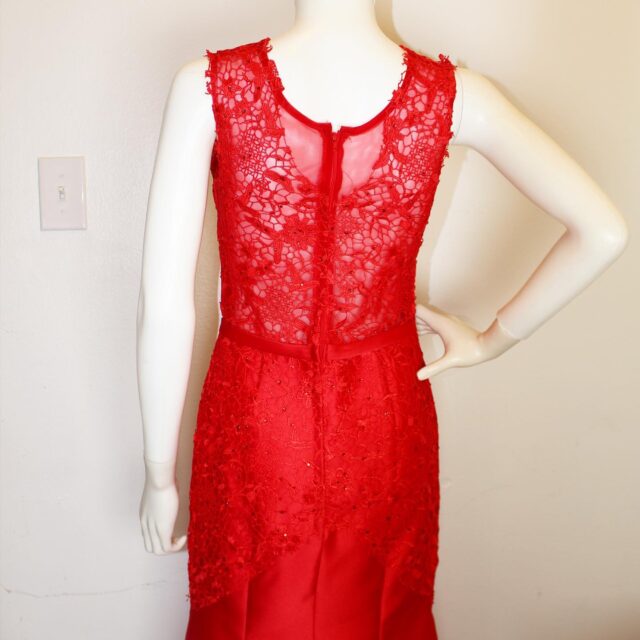 FASHION CLOTHING 41523 Red Lace Sleeveless Formal Dress Size 4 2