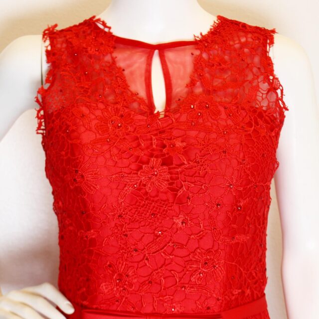 FASHION CLOTHING 41523 Red Lace Sleeveless Formal Dress Size 4 3