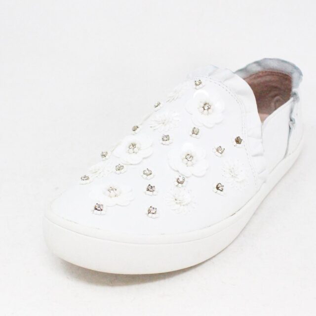 KATE SPADE 41358 White Leather Flower Sequin Slip On Sneakers US 6 EU 36 5