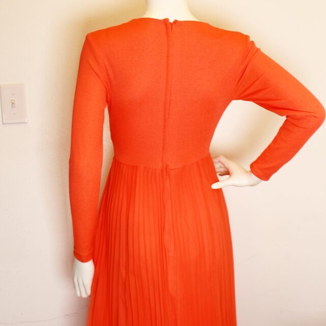 MISS ELLIETTE 41525 Orange Long Slevee Pleated Formal Dress Size 8 3