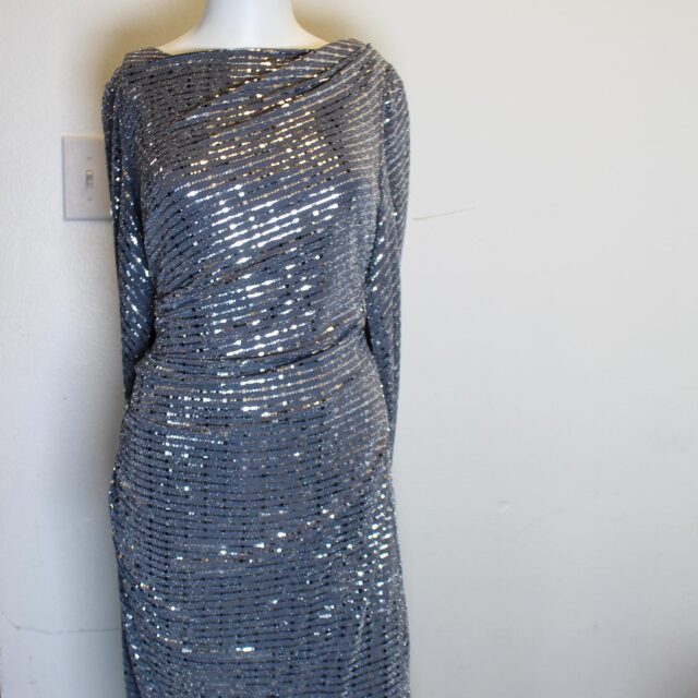 RM RICHARDS 41522 Silver Sequin Drape Dress Size 14 1