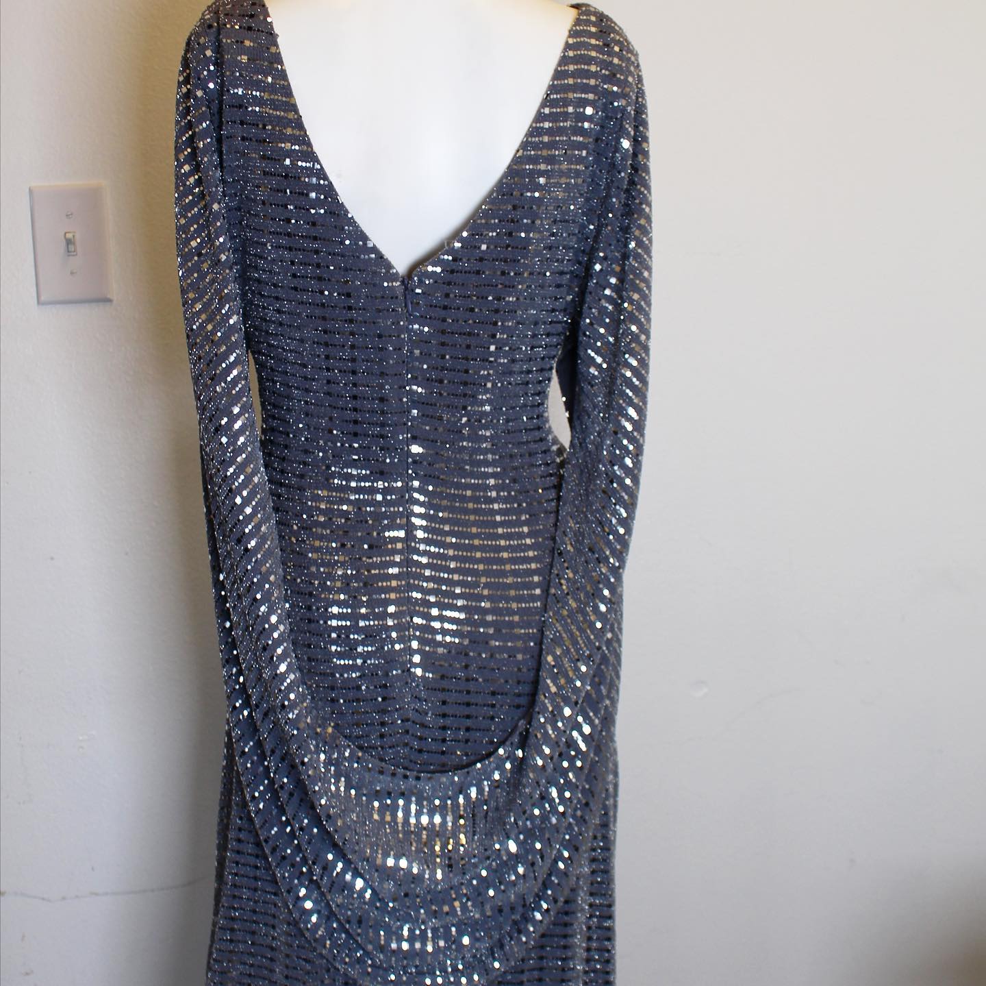 R&M RICHARDS #41522 Silver Sequin Drape Dress (Size 14) – ALL YOUR BLISS