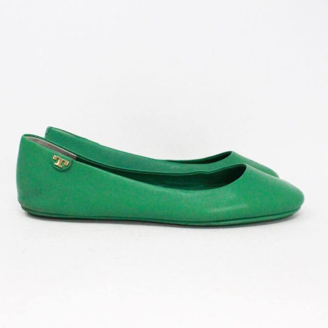 TORY BURCH Emerald Stone Soft Nappa Leather Travel Ballet Flats US 8 EU 38 item 41096 b