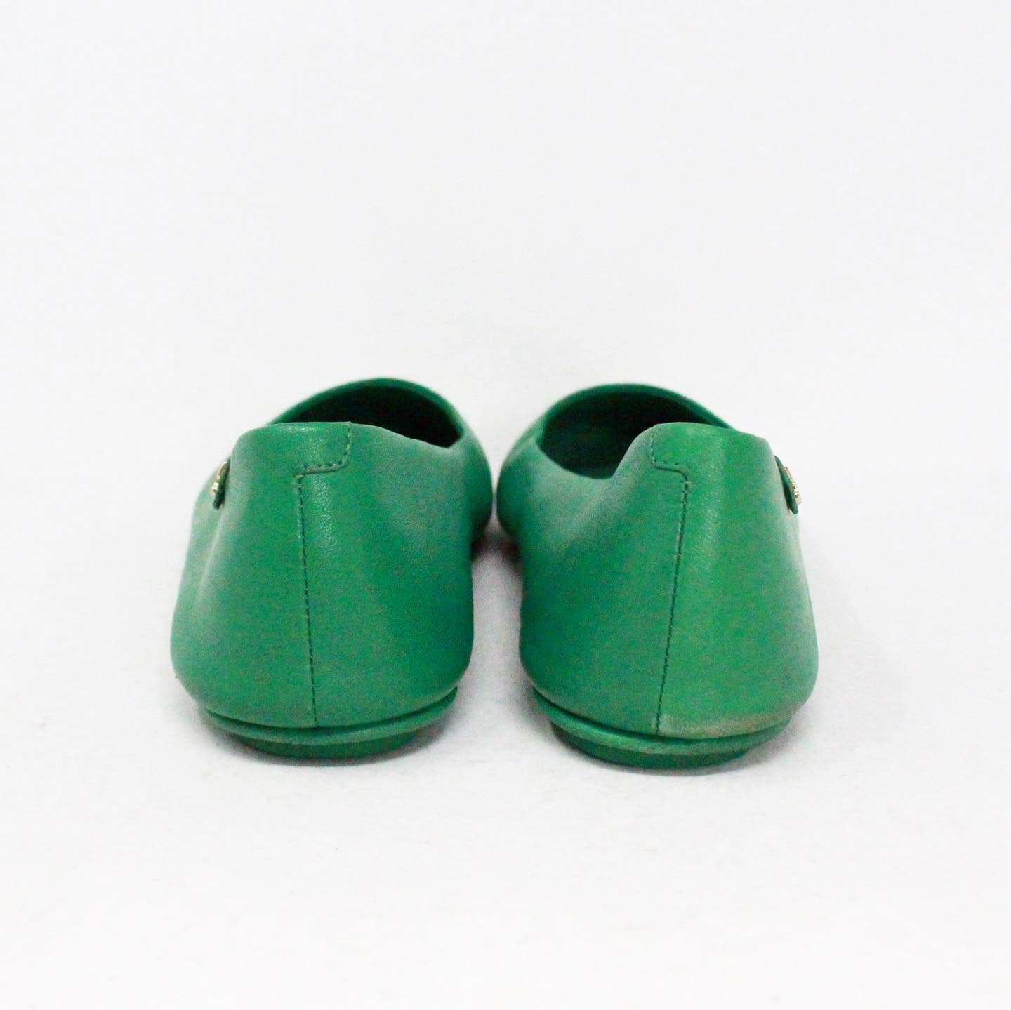 TORY BURCH Emerald Stone Soft Nappa Leather Travel Ballet Flats US 8 EU 38 item 41096 c