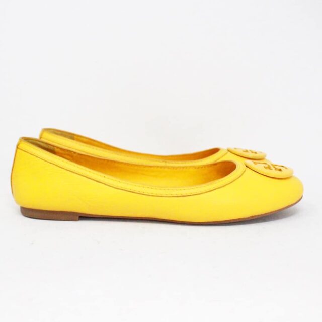 TORY BURCH Sunshine Yellow Abby Ballet Tumbled Leather Flats US 8 EU 38 item 41095 b