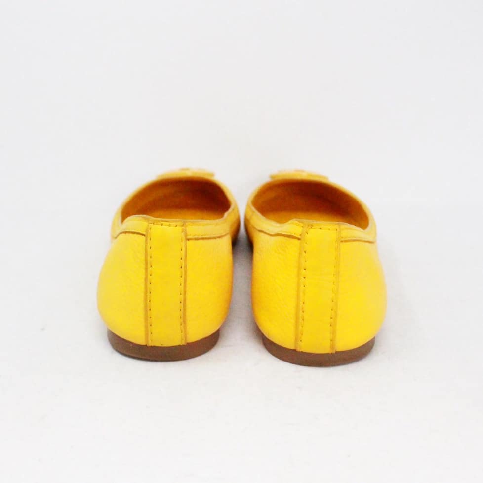 TORY BURCH Sunshine Yellow Abby Ballet Tumbled Leather Flats US 8 EU 38 item 41095 c
