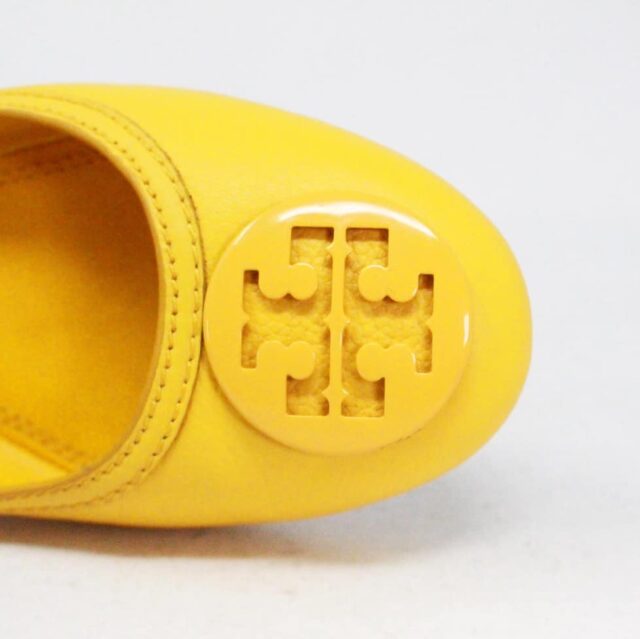 TORY BURCH Sunshine Yellow Abby Ballet Tumbled Leather Flats US 8 EU 38 item 41095 g