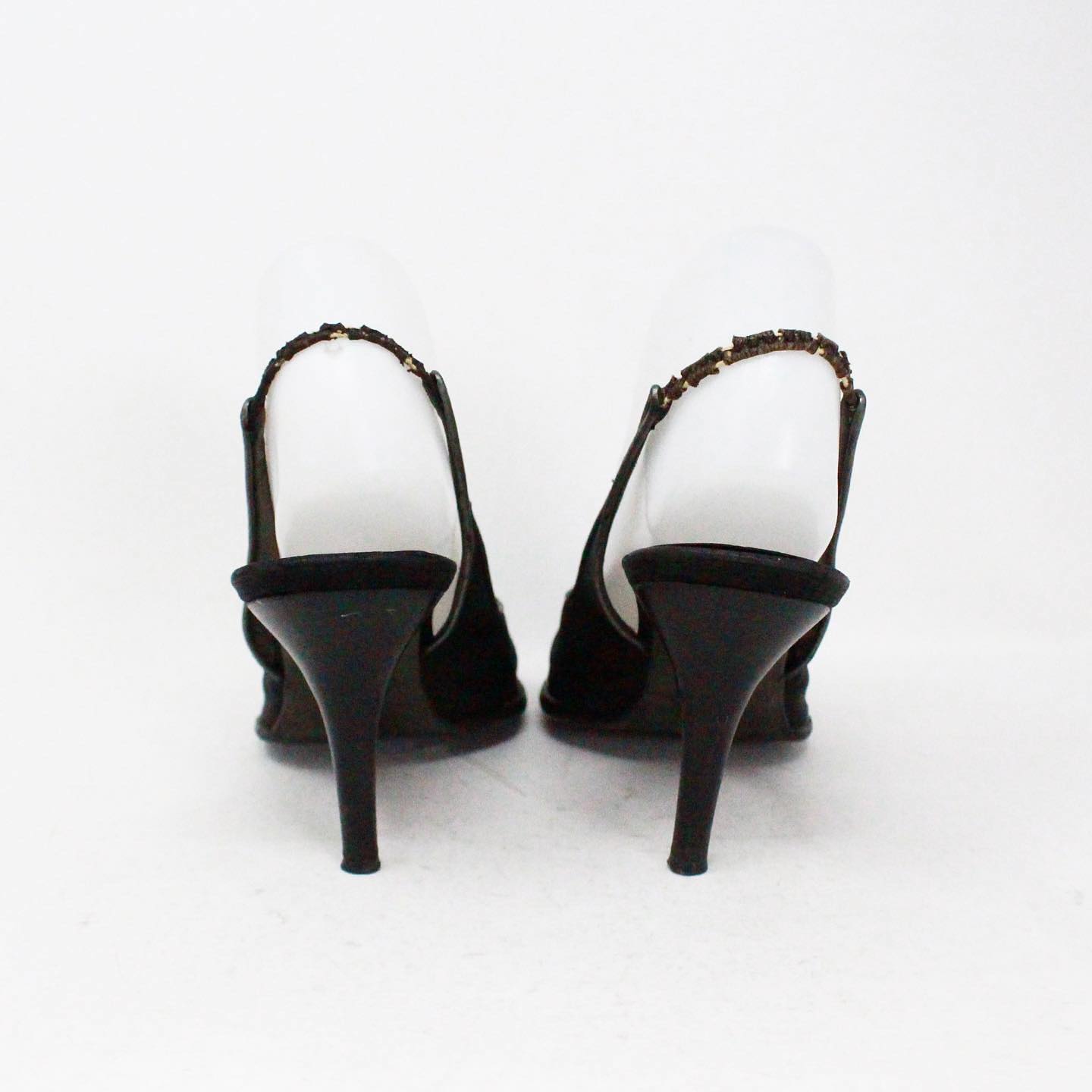 chanel black slingback heels