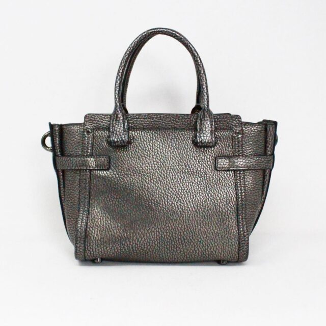 COACH #42100 Grey Metallic Pebbled Leather Mini Handbag 2