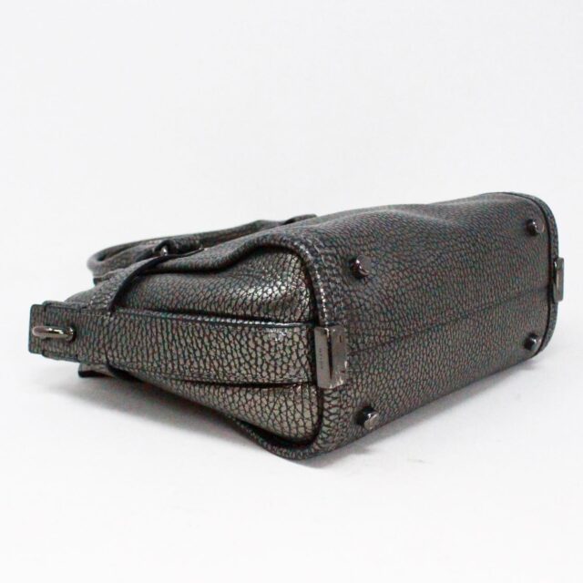 COACH #42100 Grey Metallic Pebbled Leather Mini Handbag 3