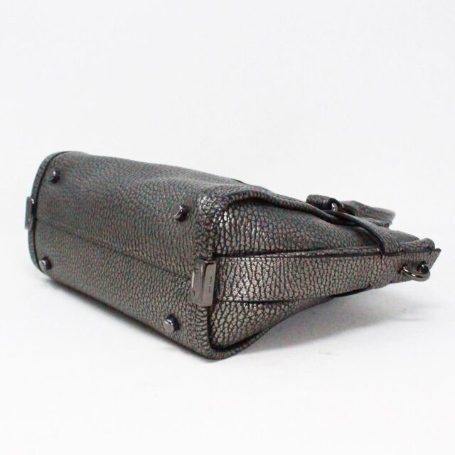 COACH #42100 Grey Metallic Pebbled Leather Mini Handbag 4