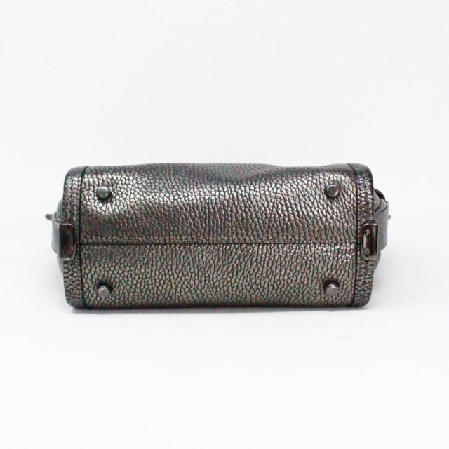 COACH #42100 Grey Metallic Pebbled Leather Mini Handbag 5