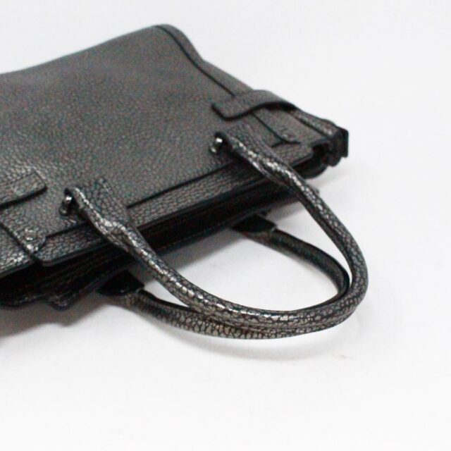 COACH #42100 Grey Metallic Pebbled Leather Mini Handbag 8