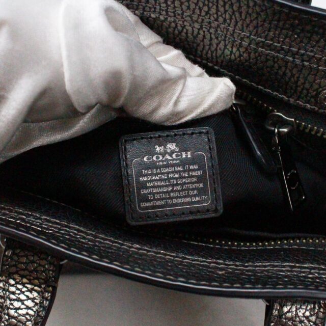 COACH #42100 Grey Metallic Pebbled Leather Mini Handbag 9