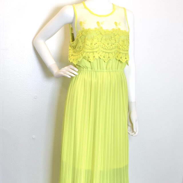 DARLING #41749 Neon Yellow Green Long Dress Womens (Size L) 1