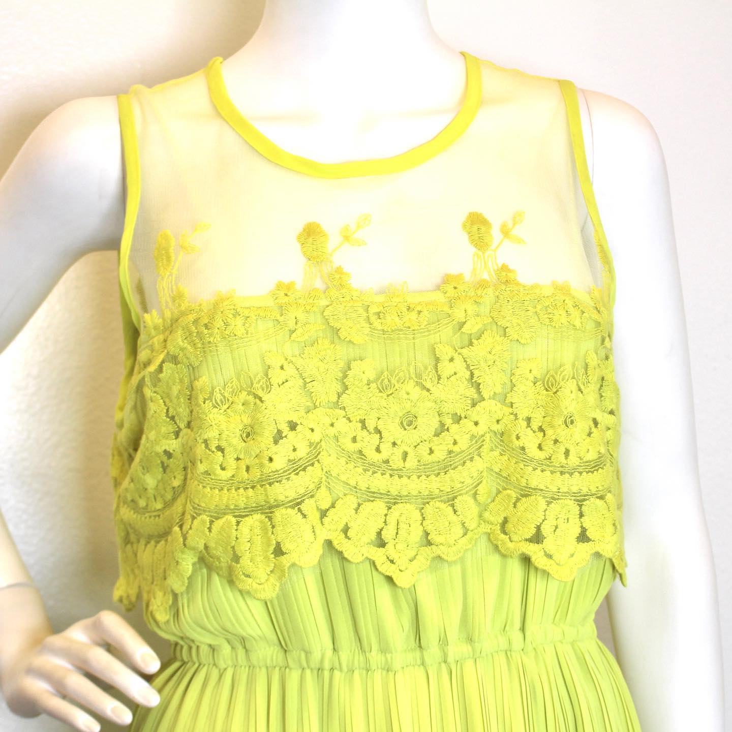 DARLING #41749 Neon Yellow Green Long Dress Womens (Size L) 3