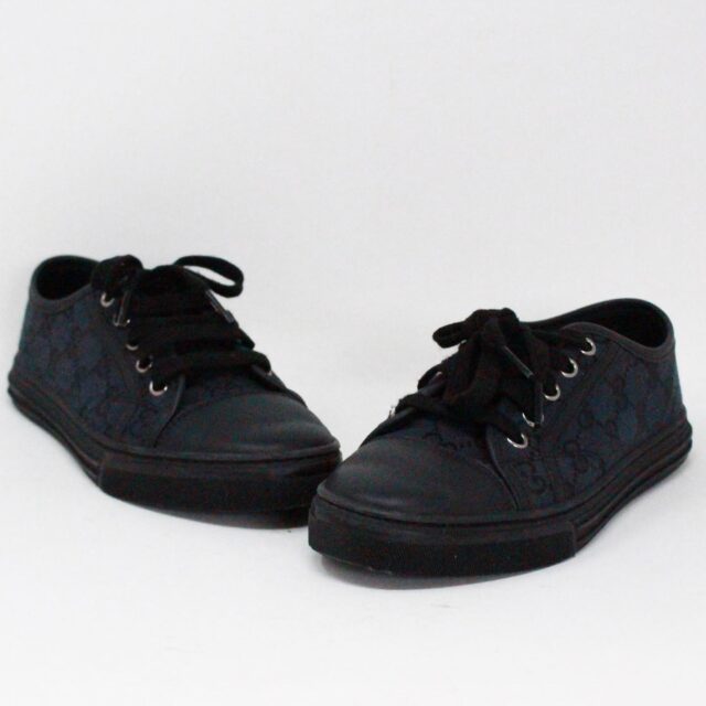 GUCCI #416375 Black Low Top Monogram Canvas Cap Toe Sneakers (US 5 EU 35) 1