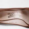 SALVATORE FERRAGAMO #42116 Brown Leather Peep Toe Pumps (US 6 EU