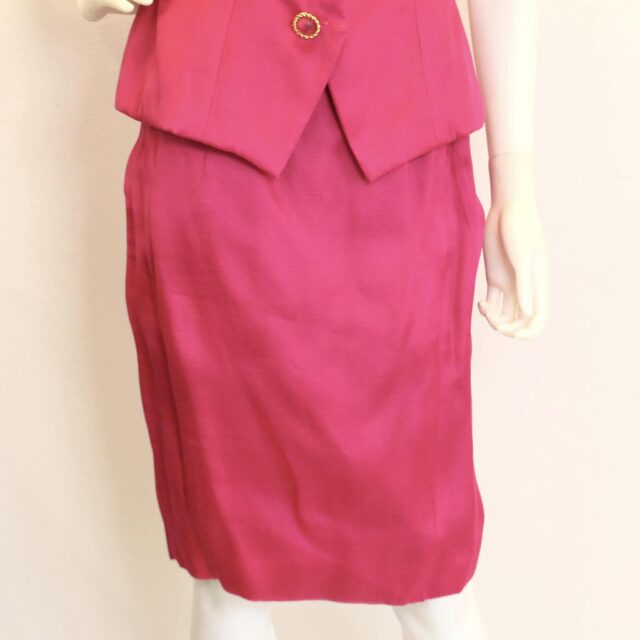 SYLVIA’S #41513 Fuchsia Silk Skirt and Blouse Set (Size 8) 5