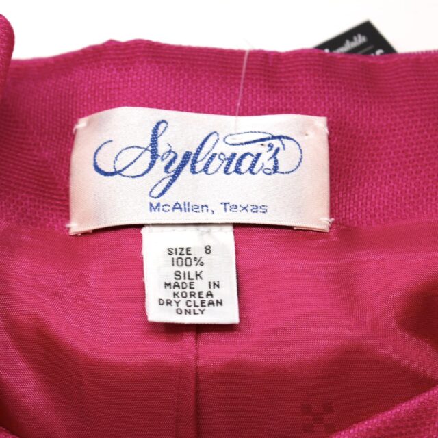 SYLVIA’S #41513 Fuchsia Silk Skirt and Blouse Set (Size 8) 6