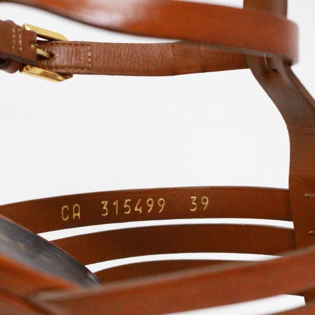 YSL 41549 Brown Leather Tribute Heels US 9 EU 39 8