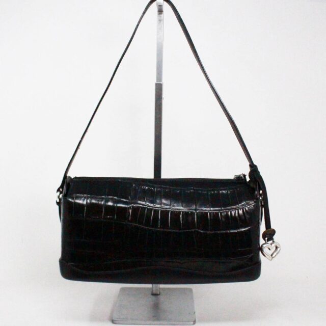 BRIGHTON #42316 Black Croc Embossed Leather Shoulder Bag 2