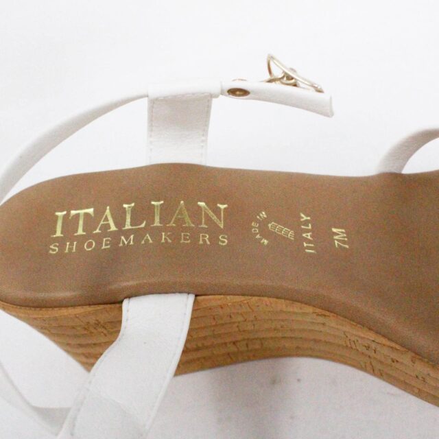 ITALIAN SHOEMAKERS #42662 White Leather Strap Wedges (US 7 EU 37) 7