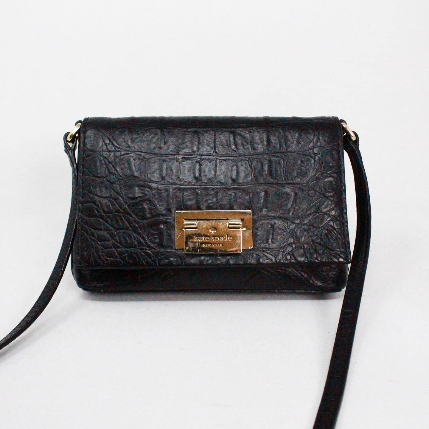 kate spade new york croc-embossed leather satchel bag