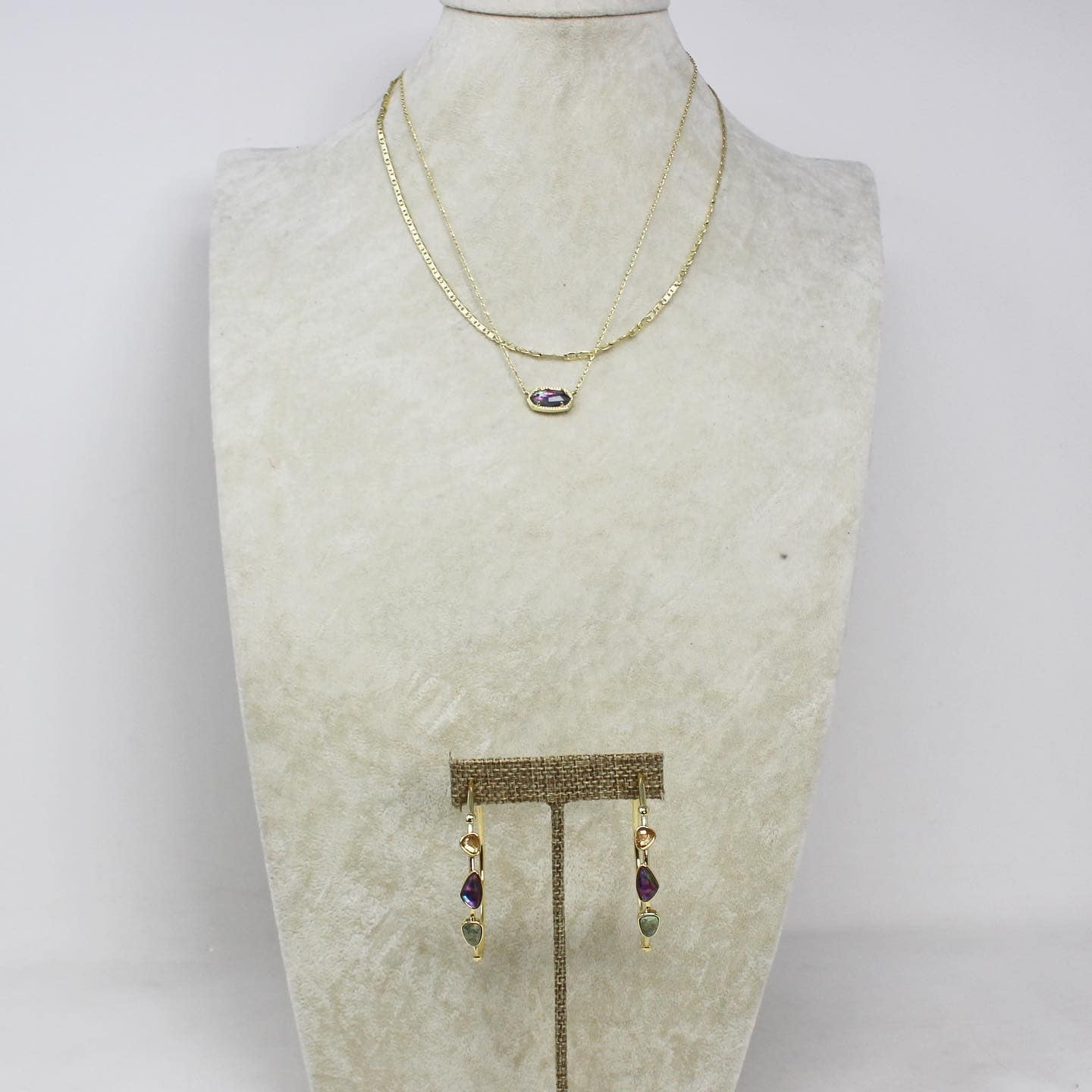KENDRA SCOTT #42557 Elisa Stone Pendant Layered Necklace with Hoop Earrings 1