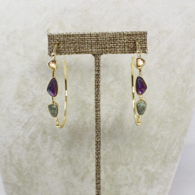 KENDRA SCOTT #42557 Elisa Stone Pendant Layered Necklace with Hoop Earrings 3