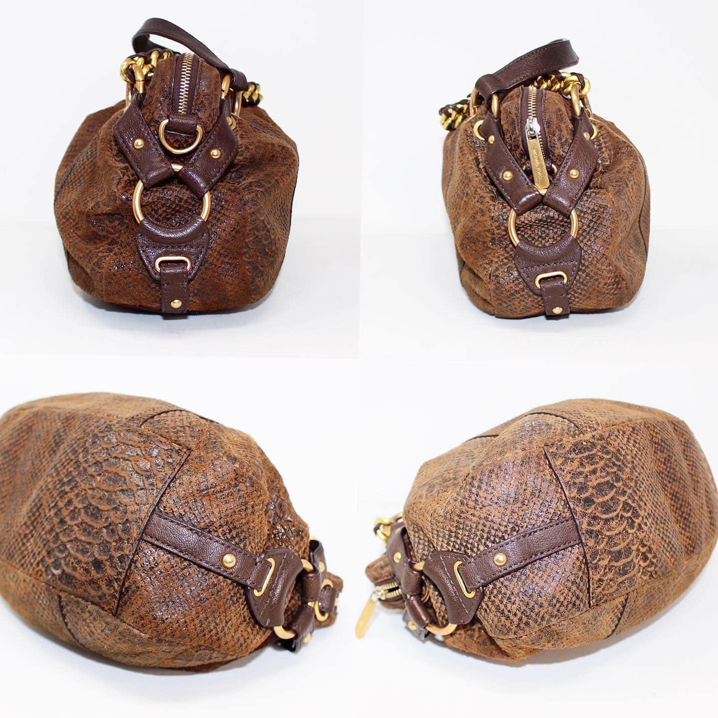 MICHAEL KORS #42324 Brown Python Embossed Handbag