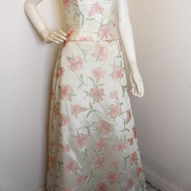 NANCY JOHNSON #42229 Ivory Floral Beaded Formal Dress (Size 4) 2