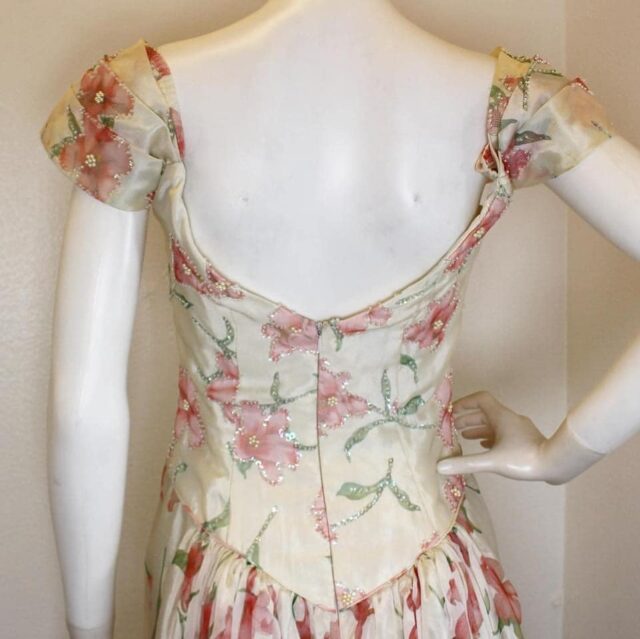 NANCY JOHNSON #42229 Ivory Floral Beaded Formal Dress (Size 4) 4