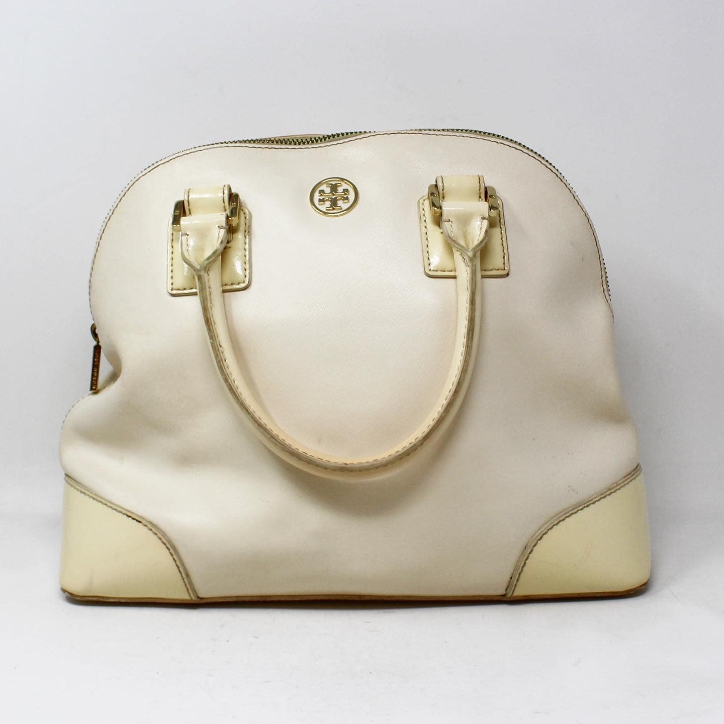 TORY BURCH #42323 Ivory Saffiano Leather Lux Handbag 1