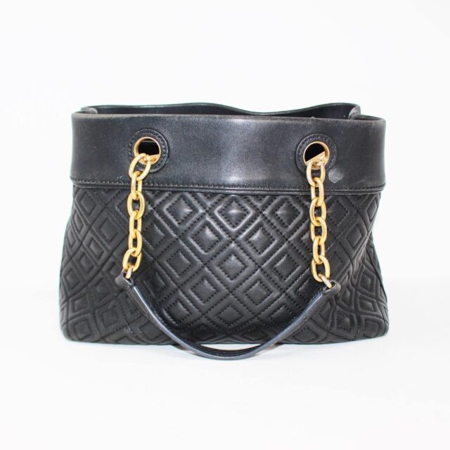 TORY BURCH #42351 Fleming Black Leather Handbag 2