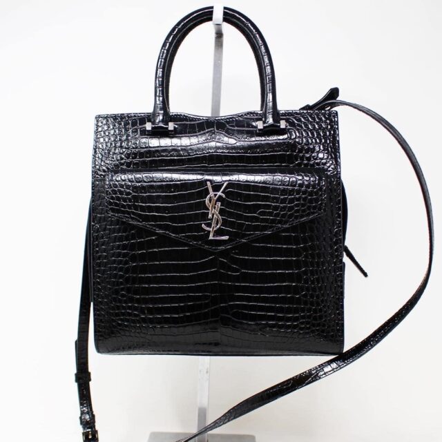 YSL #42427 Uptown Black Embossed Leather Crossbody Bag 1