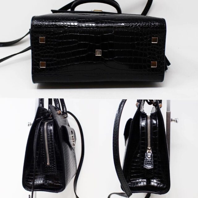 YSL #42427 Uptown Black Embossed Leather Crossbody Bag 3