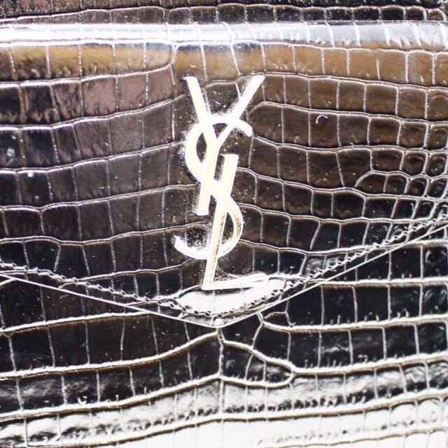 YSL #42427 Uptown Black Embossed Leather Crossbody Bag 5